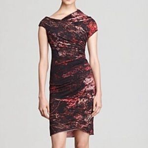 Helmut Lang Silk Multi Midnight Floral Classy Boho Preppy Tie Dye Twill Dress